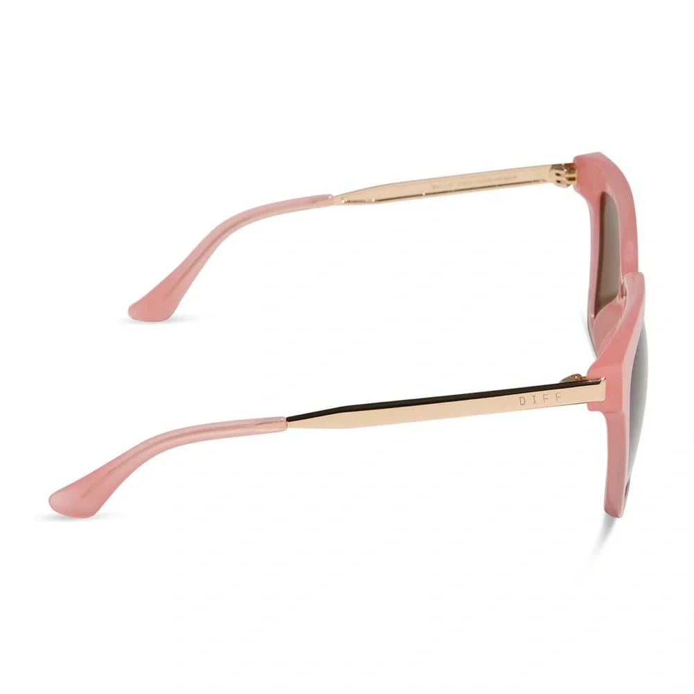 DIFF Bella Polarized Sunglasses Peach Frame Brown Lens Oversized Square NWT
